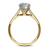  Round Natural Stone Solitaire Cathedral Ring