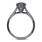  Round Natural Stone Solitaire Cathedral Ring