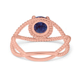 Minimalist Round Natural Stone Solitaire Ring