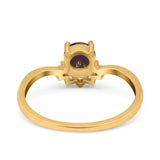 Art Deco Round Natural Stone Wedding Ring