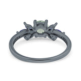 Art Deco Round Natural Stone Floral Ring