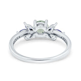 Art Deco Round Natural Stone Floral Ring