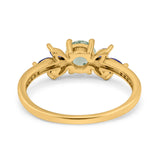 Art Deco Round Natural Stone Floral Ring