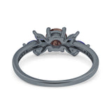 Art Deco Round Natural Stone Floral Ring