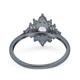 Floral Oval Natural Stone Wedding Ring