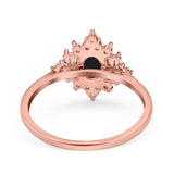 Floral Oval Natural Stone Wedding Ring