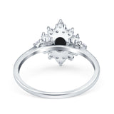 Floral Oval Natural Stone Wedding Ring