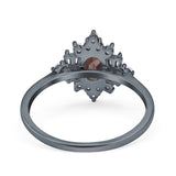 Floral Oval Natural Stone Wedding Ring