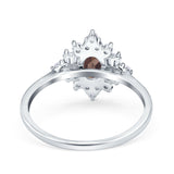 Floral Oval Natural Stone Wedding Ring