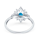 Floral Oval Natural Stone Wedding Ring