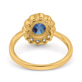 Art Deco Oval Natural Stone Flower Ring