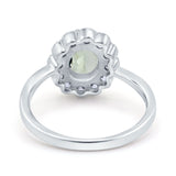 Art Deco Oval Natural Stone Flower Ring