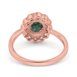 Art Deco Oval Natural Stone Flower Ring