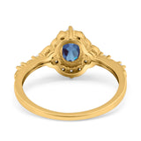 Art Deco Oval Natural Stone Halo Ring