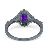 Art Deco Oval Natural Stone Halo Ring