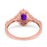 Art Deco Oval Natural Stone Halo Ring