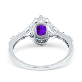 Art Deco Oval Natural Stone Halo Ring