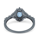 Art Deco Oval Natural Stone Halo Ring