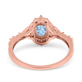 Art Deco Oval Natural Stone Halo Ring