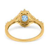 Art Deco Oval Natural Stone Halo Ring
