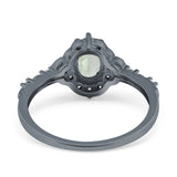 Art Deco Oval Natural Stone Halo Ring