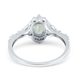 Art Deco Oval Natural Stone Halo Ring