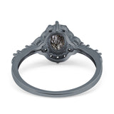 Art Deco Oval Natural Stone Halo Ring