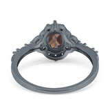 Art Deco Oval Natural Stone Halo Ring