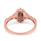 Art Deco Oval Natural Stone Halo Ring