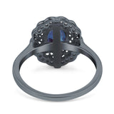 Art Deco Oval Natural Stone Flower Ring