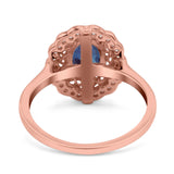 Art Deco Oval Natural Stone Flower Ring