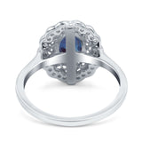 Art Deco Oval Natural Stone Flower Ring
