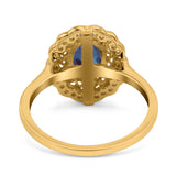 Art Deco Oval Natural Stone Flower Ring