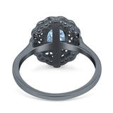 Art Deco Oval Natural Stone Flower Ring