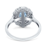 Art Deco Oval Natural Stone Flower Ring