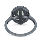Art Deco Oval Natural Stone Flower Ring