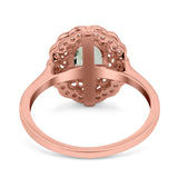 Art Deco Oval Natural Stone Flower Ring