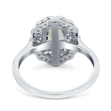 Art Deco Oval Natural Stone Flower Ring