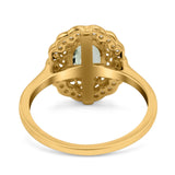 Art Deco Oval Natural Stone Flower Ring