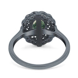 Art Deco Oval Natural Stone Flower Ring