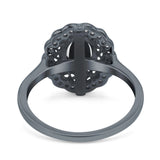 Art Deco Oval Natural Stone Flower Ring