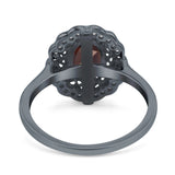 Art Deco Oval Natural Stone Flower Ring