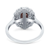 Art Deco Oval Natural Stone Flower Ring