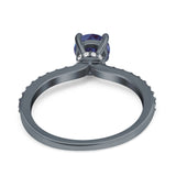 Art Deco Round Natural Stone Wedding Ring