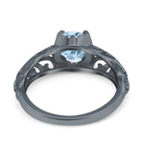 Art Deco Round Natural Stone Filigree Ring