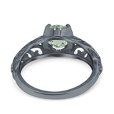 Art Deco Round Natural Stone Filigree Ring