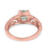 Art Deco Round Natural Stone Filigree Ring