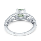 Art Deco Round Natural Stone Filigree Ring