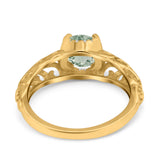 Art Deco Round Natural Stone Filigree Ring