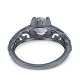 Art Deco Round Natural Stone Filigree Ring